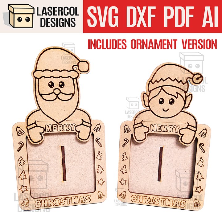 Christmas Ornaments Photo Frame Set 1 - Laser Cut Files product image (1)