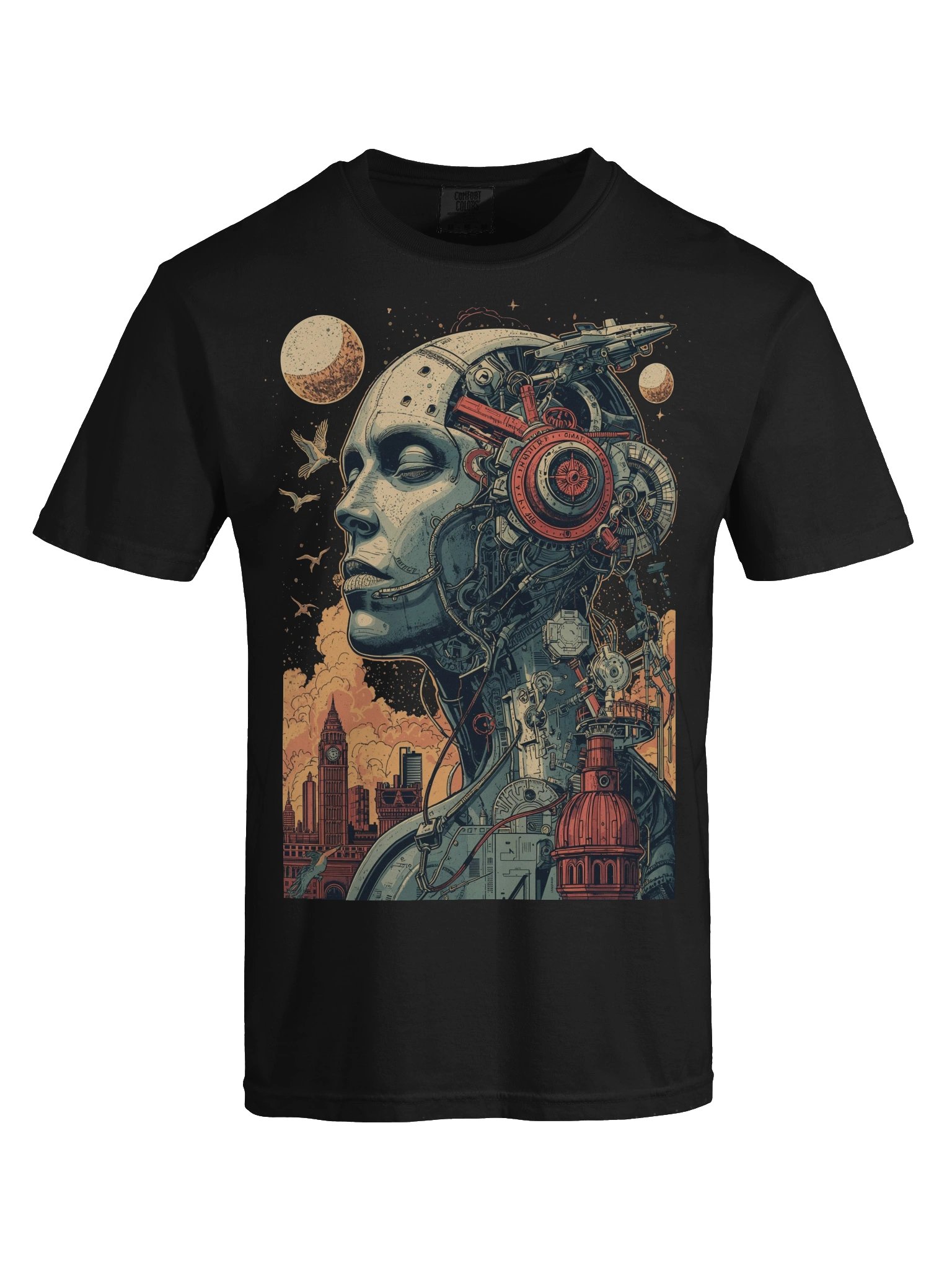 Cyborg Cosmos Skyline Heavyweight T-Shirt product image (2)