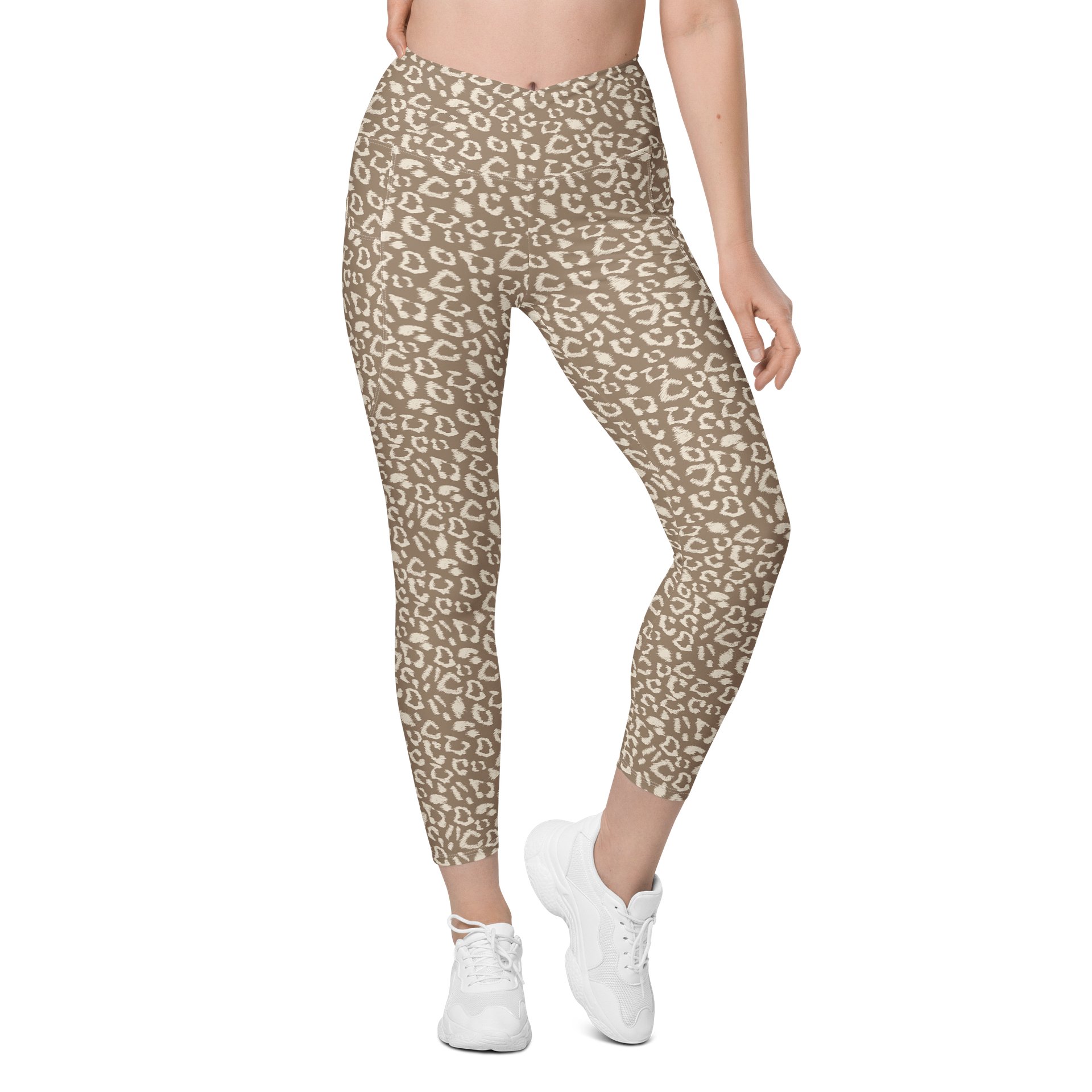 Comfortable Crossover Leggings with Bold Leopard Print product image (1)