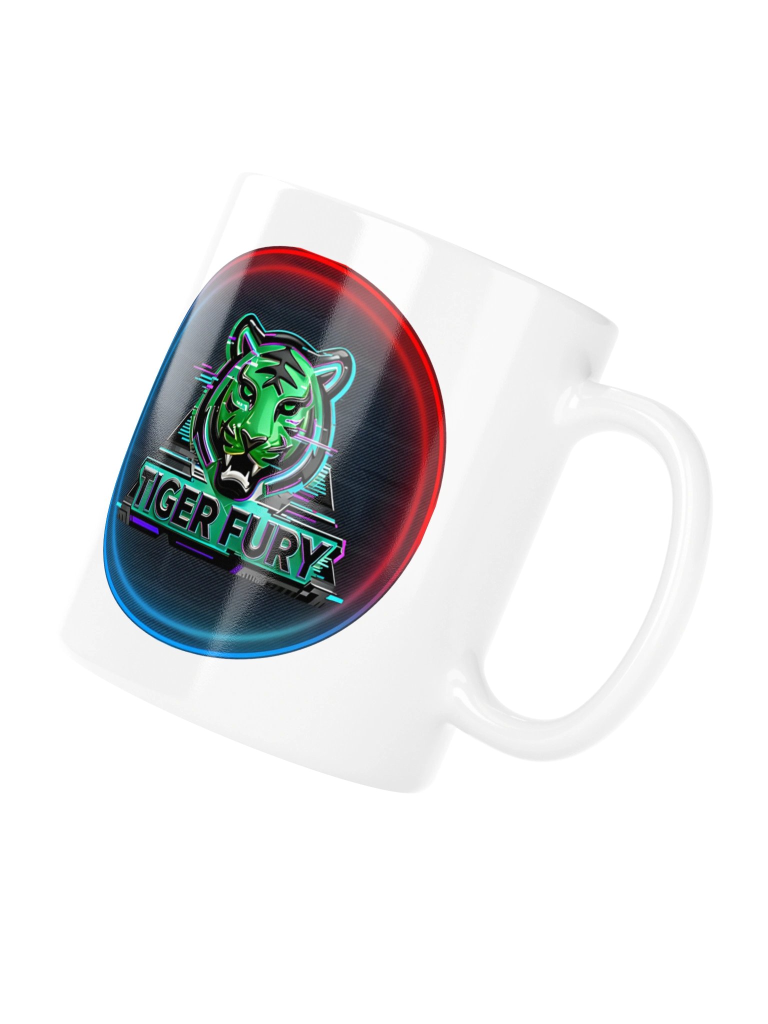 Tiger Fury Neon Esports White Glossy Mug product image (11)