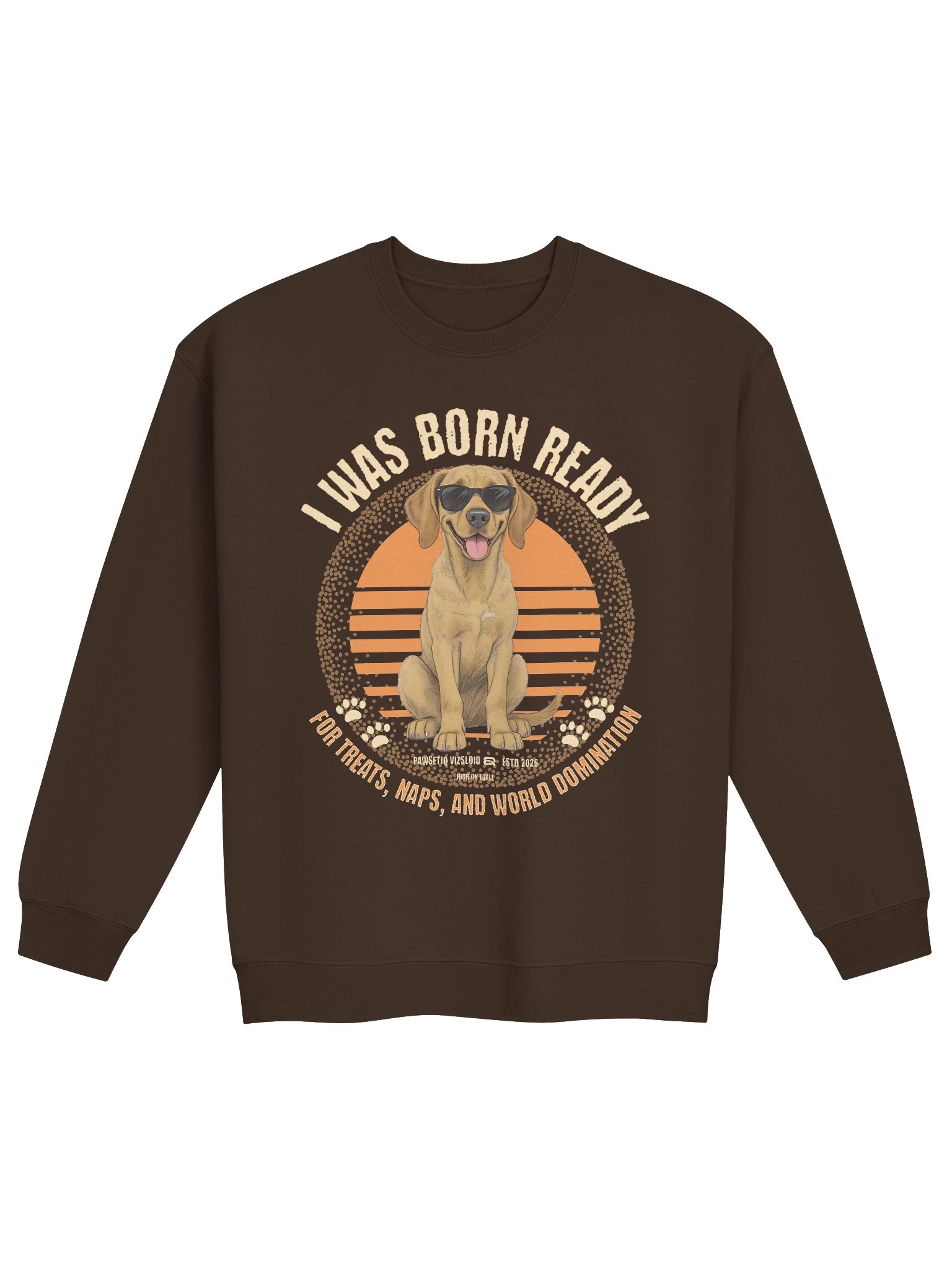 Cool Retro VIZSLATIQ Dog Vibes Mid-weight PAWSETIQ Crewneck by EQALL® Originals_Orange / Brown product image (2)
