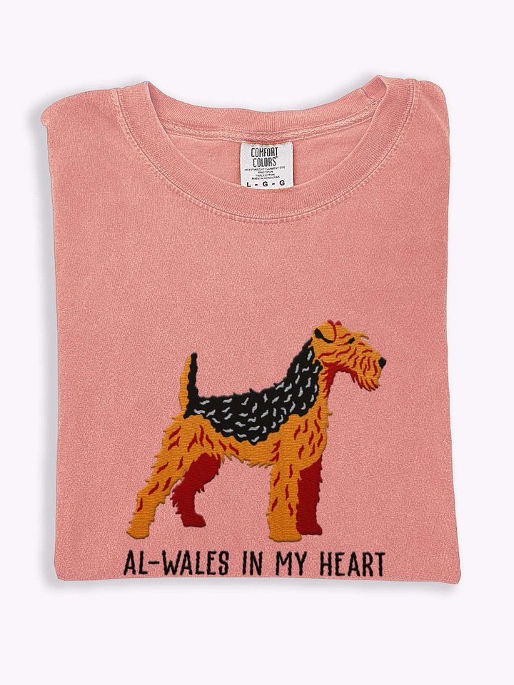 Al-Wales in My Heart T-Shirt(Embroidered) of a Welsh Terrier(Black & Tan) product image (1)