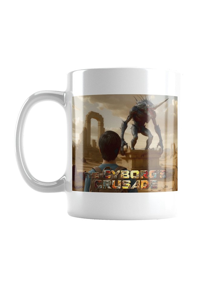 A White Mug Featuring James Hunter Arriving at the Mysterious Statue product image (1)
