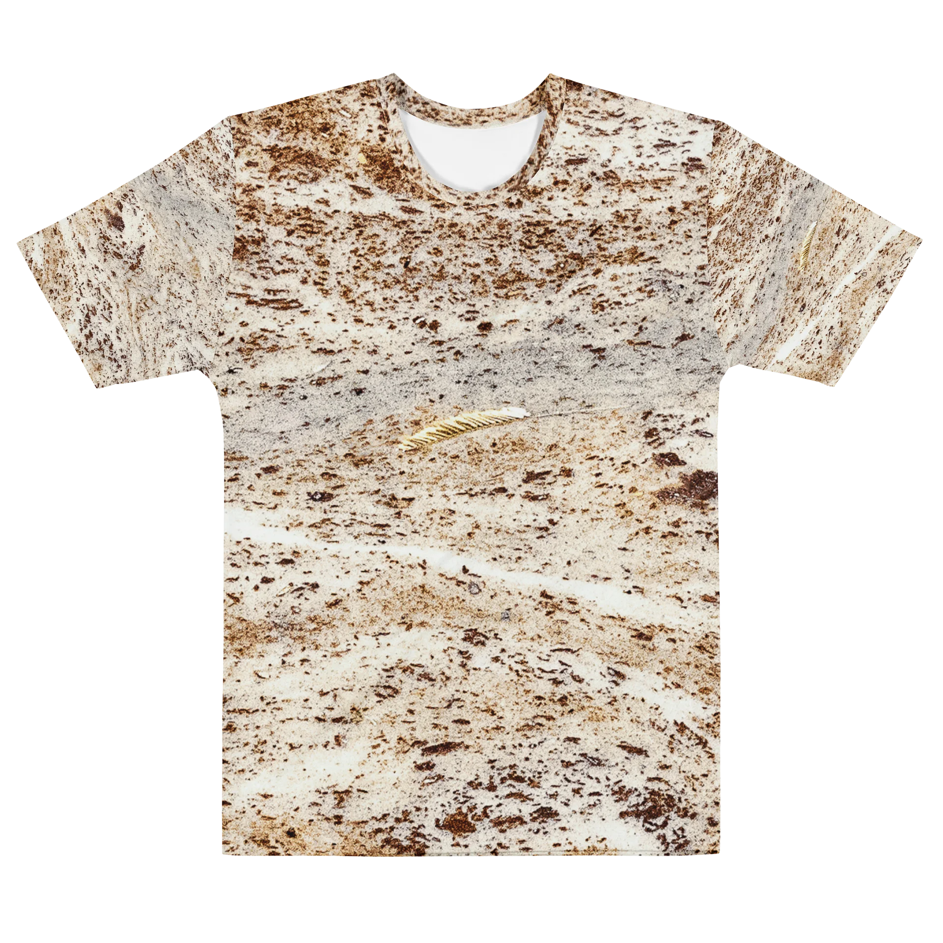 Espresso Swirl Men’s All-Over Print Natural Cotton Marbled Cacao Crew Neck T-Shirt product image (1)