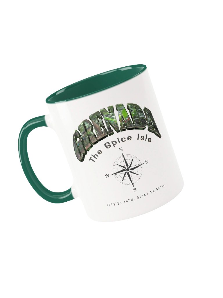 Compass -Grenada - Vintage ALT | Ceramic Mug Forest Green Peek-A-Boo Inside product image (1)
