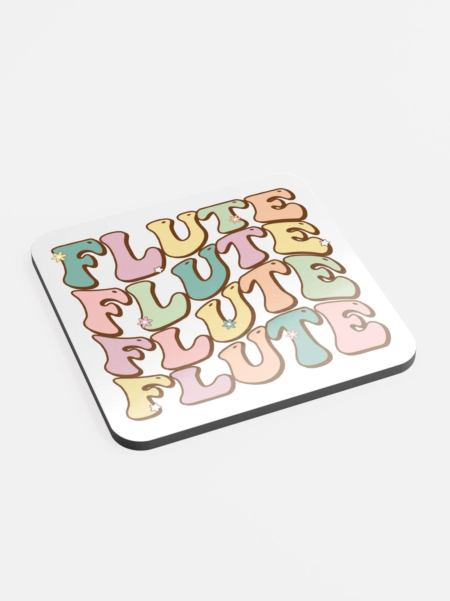 Groovy Wavy "Flute" Cork Coaster in Pastel Font product image (2)