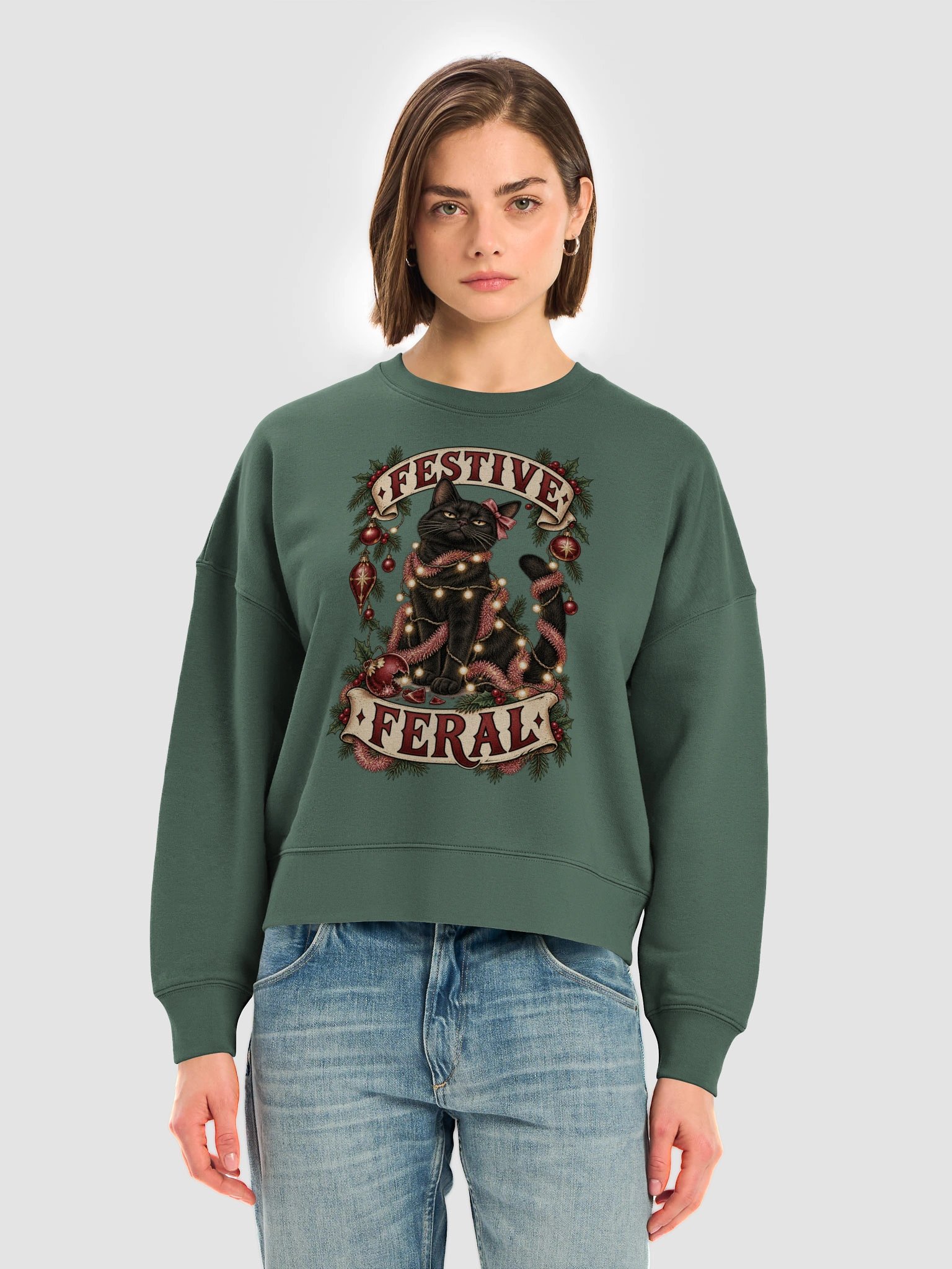 Festive Feral Cat Christmas Sweatshirt product image (7)