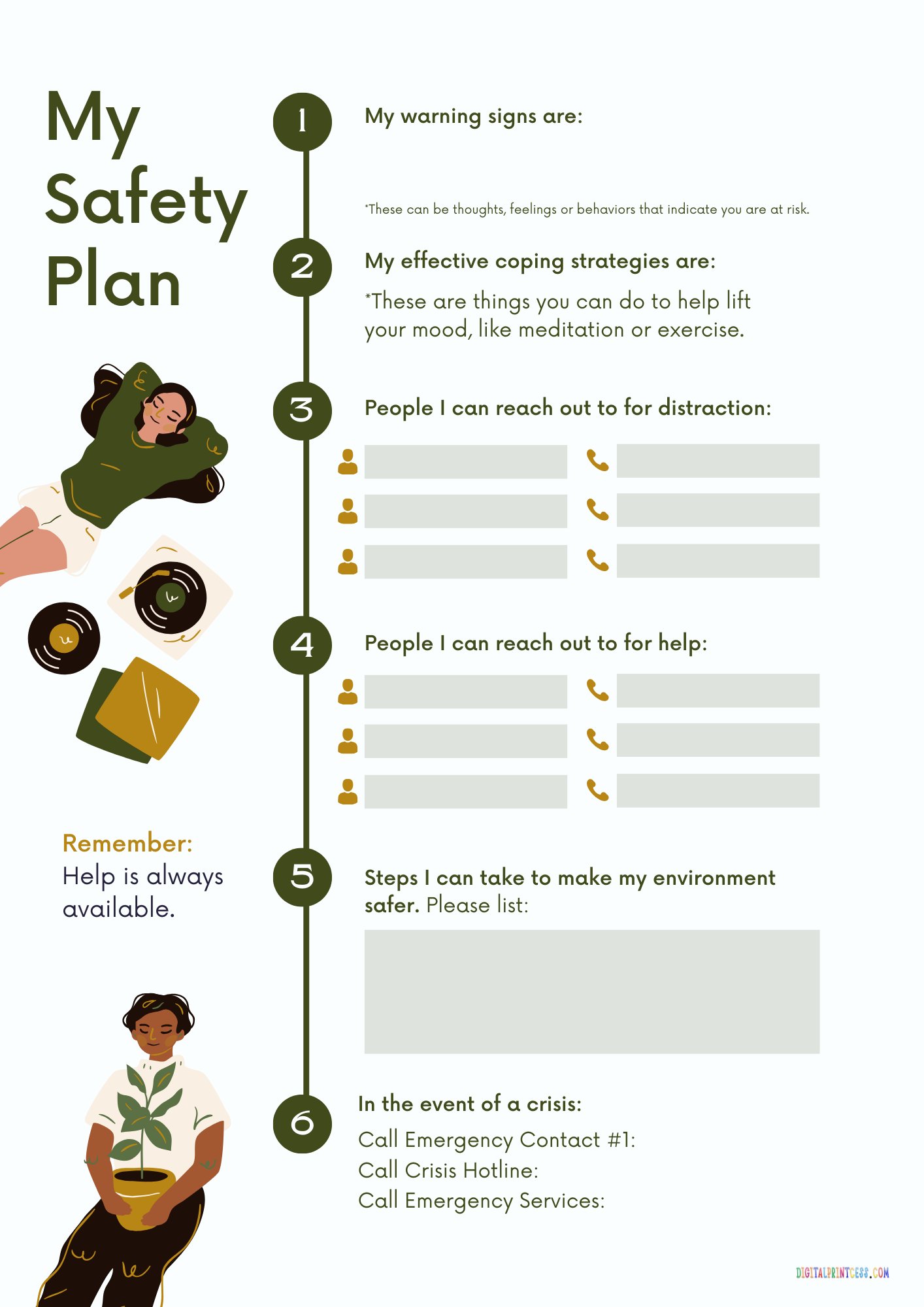 Printable Safety Plan | Mental Health Printable product image (1)