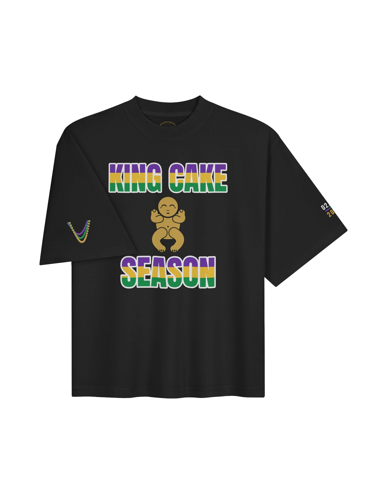 MARDI GRAS MMXXVII — King Cake Season · Tee · Black product image (3)