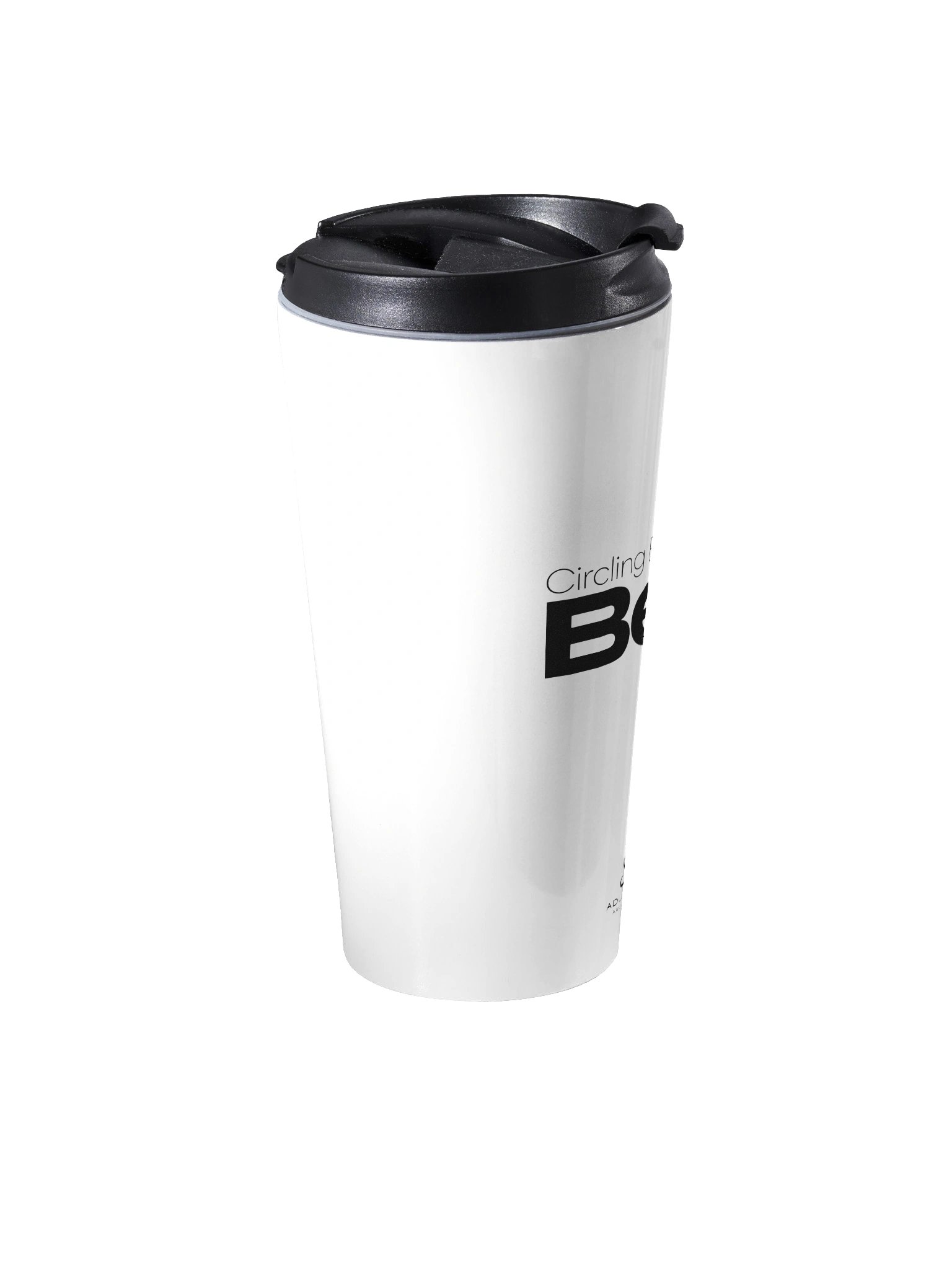 “Circling Back to Bed” — White Stainless Steel Travel Mug product image (2)