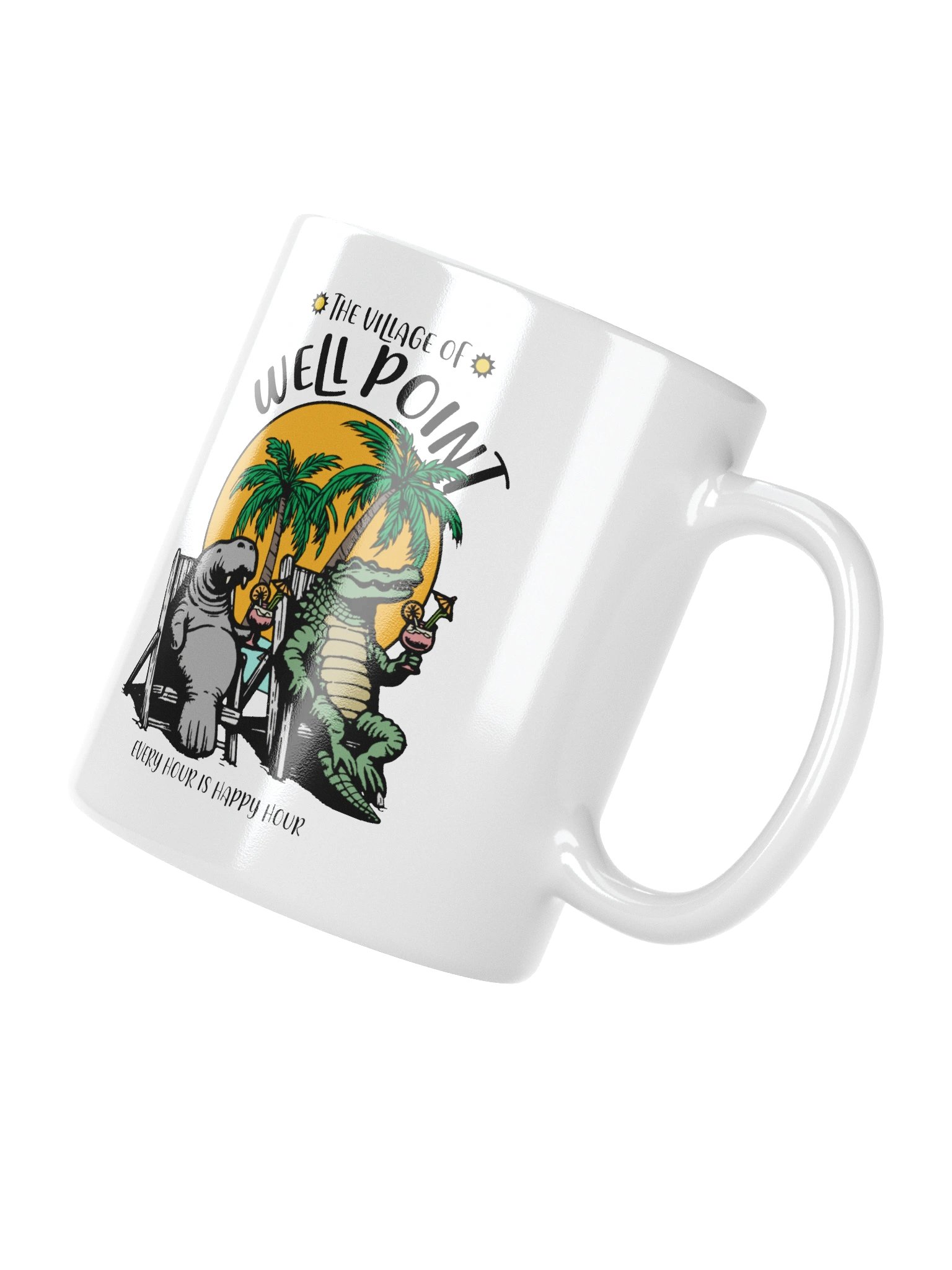 The Village of Well Point TV Florida USA Fun Manatee Alligator Design Coffee Mug product image (3)