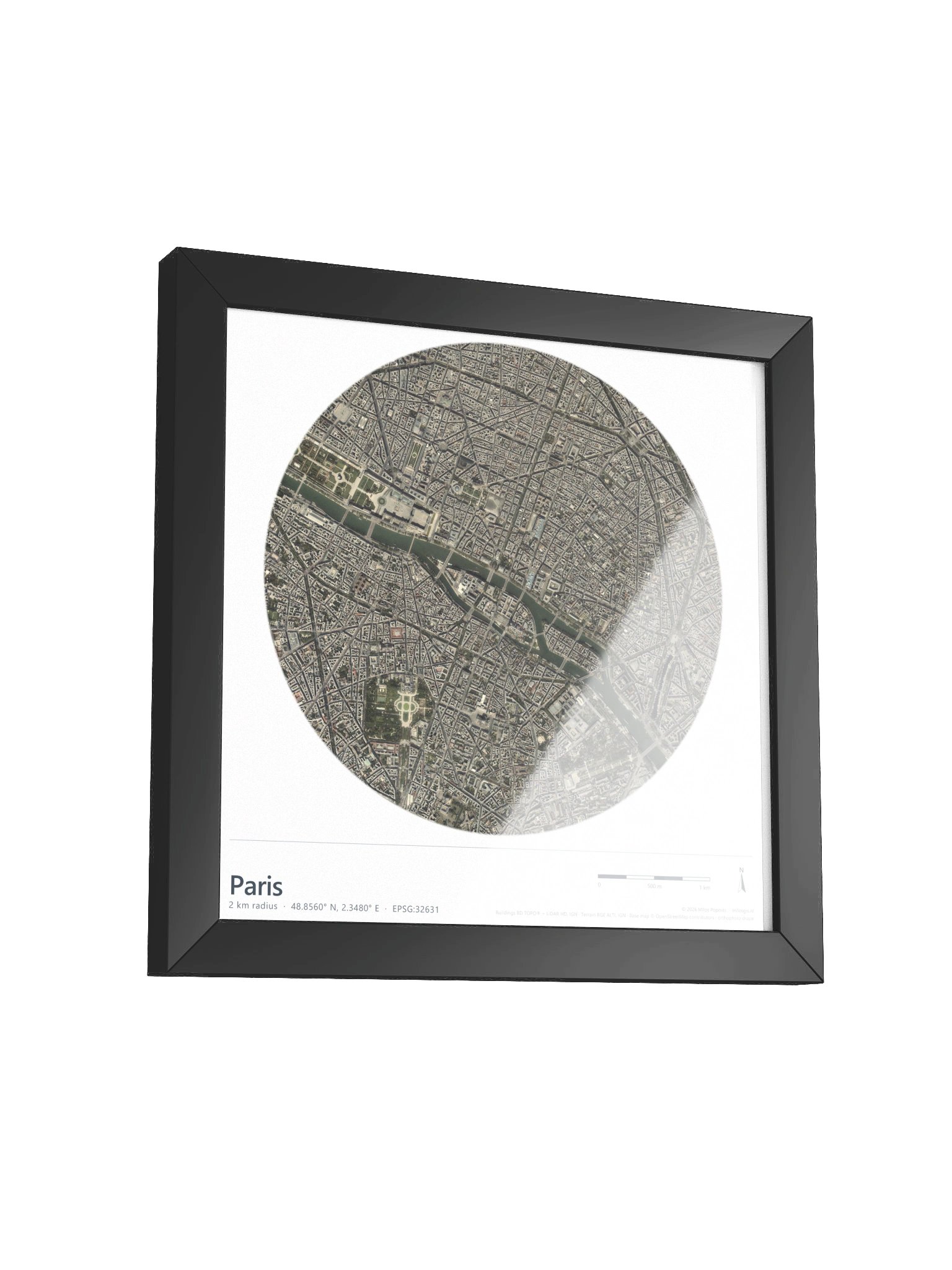 Paris Aerial — Path-Traced 3D City Map · Framed Matte Poster product image (13)