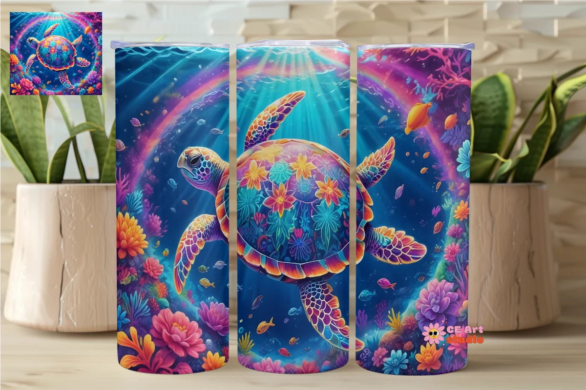 Ocean Vibes Turtle Tumbler Wrap product image (1)