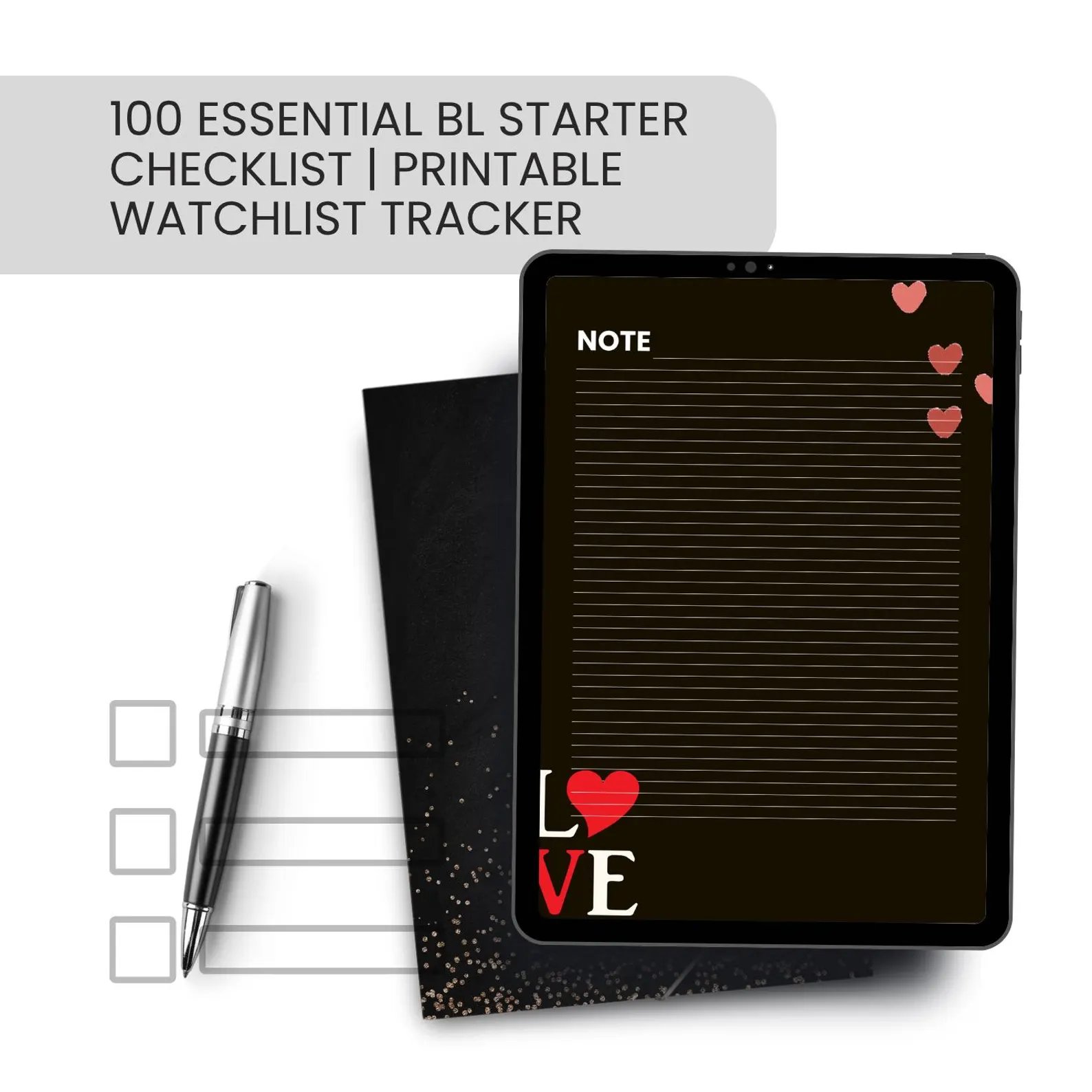100 Essential BL Starter Checklist | Printable Watchlist Tracker (Boys’ Love) product image (6)