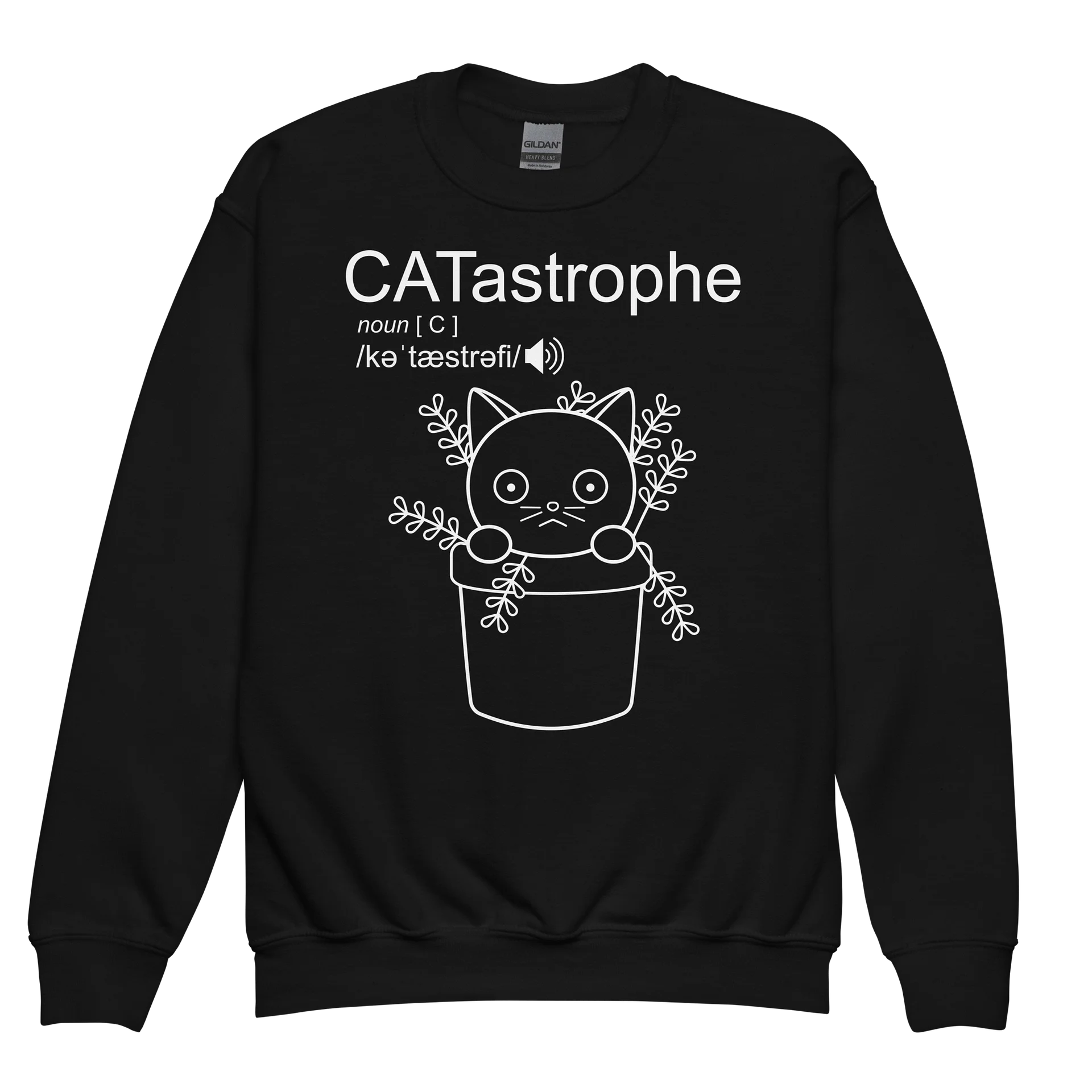 CATastrophe (Cat in Plant Pot) - Unisex Youth Sweatshirt product image (1)