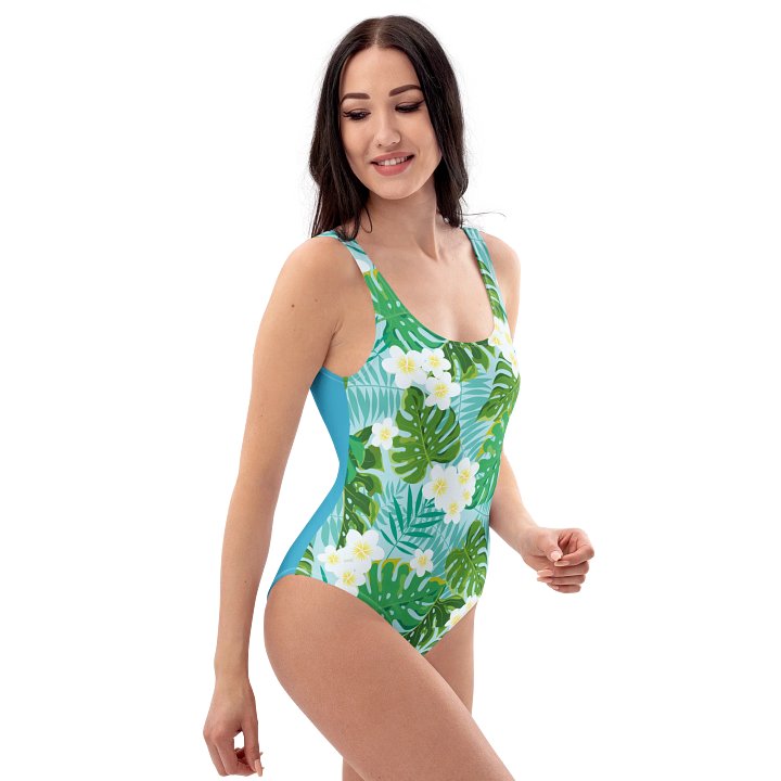 Tropical Monstera & Plumeria One-Piece Swimsuit product image (2)