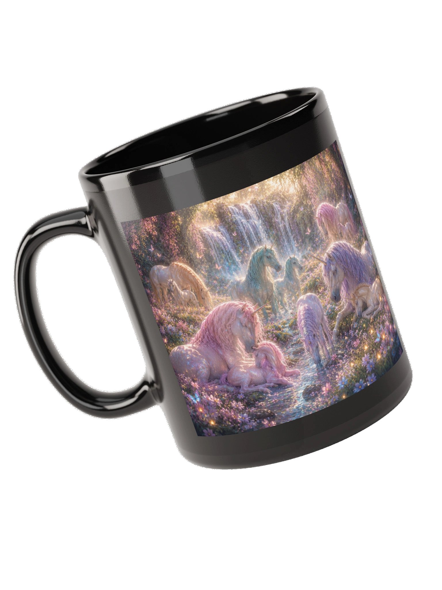Meadow Unicorns Black Glossy Mug product image (11)