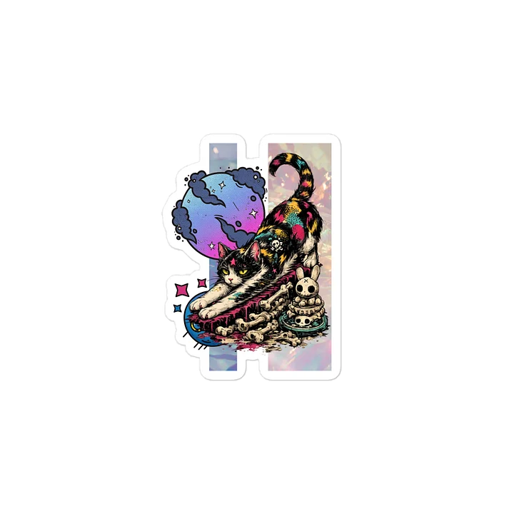 Neon Bone Cat Sticker product image (1)