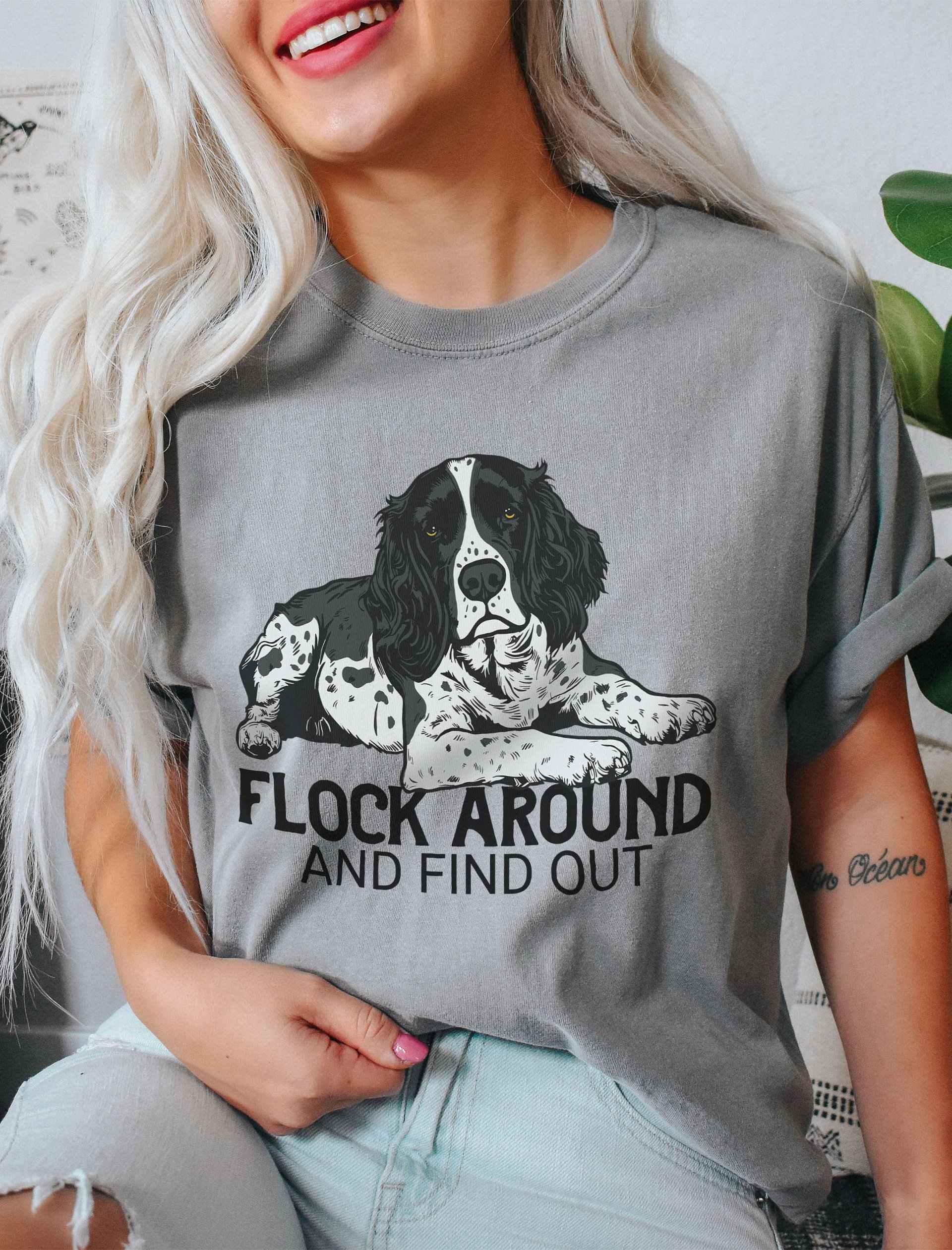 Flock Around and Find Out T-Shirt of a Springer Spaniel | Funny T-Shirt for Hunting Dog Paw-rents product image (2)