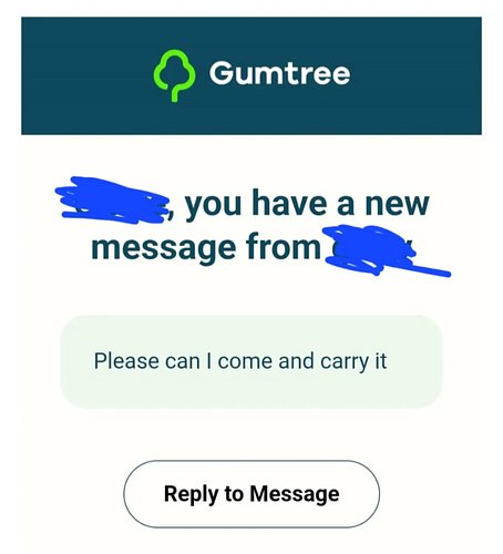 Giving our old sofa away on Gumtree for free (it's gone now) and someone messaged us this. 😂🤔
