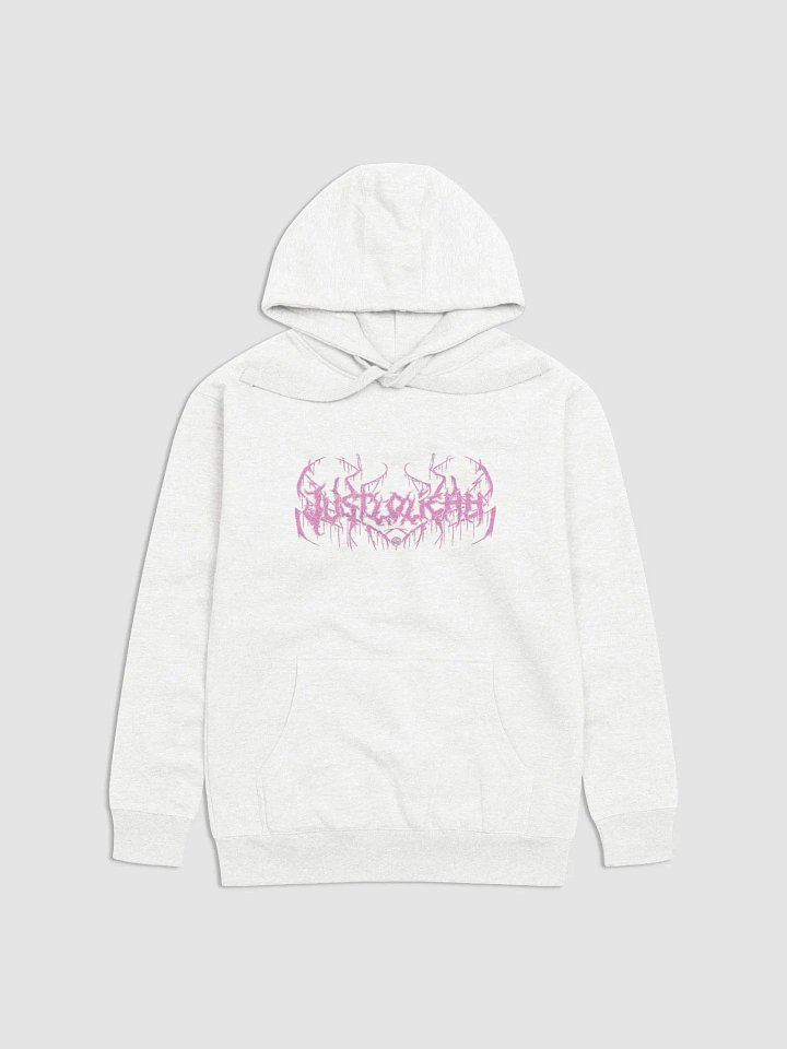 Justloliehh metal logo Pink n White HOODIE product image (1)