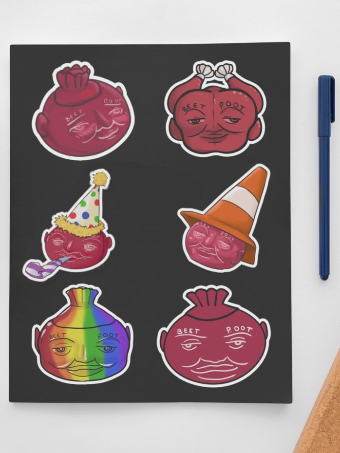 Beet Poot kiss cut sticker sheet product image (1)