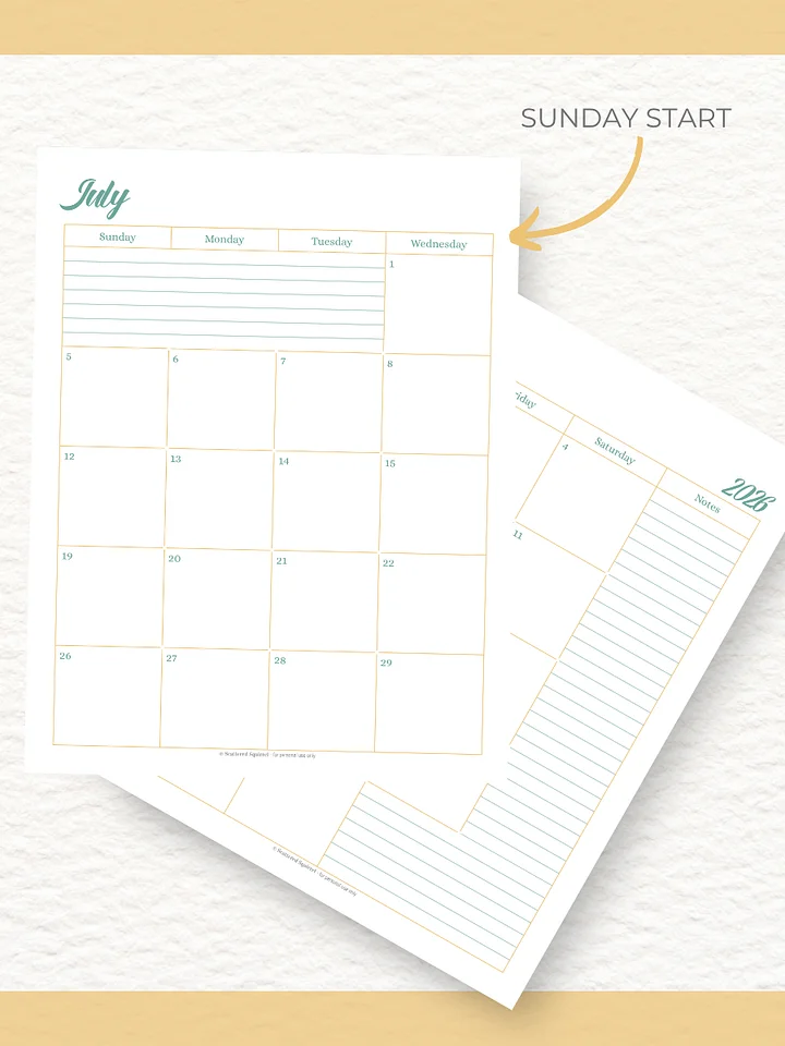 Sunshine Skies - 26/27 Calendar - 2 Pages per Month - Letter Size product image (2)