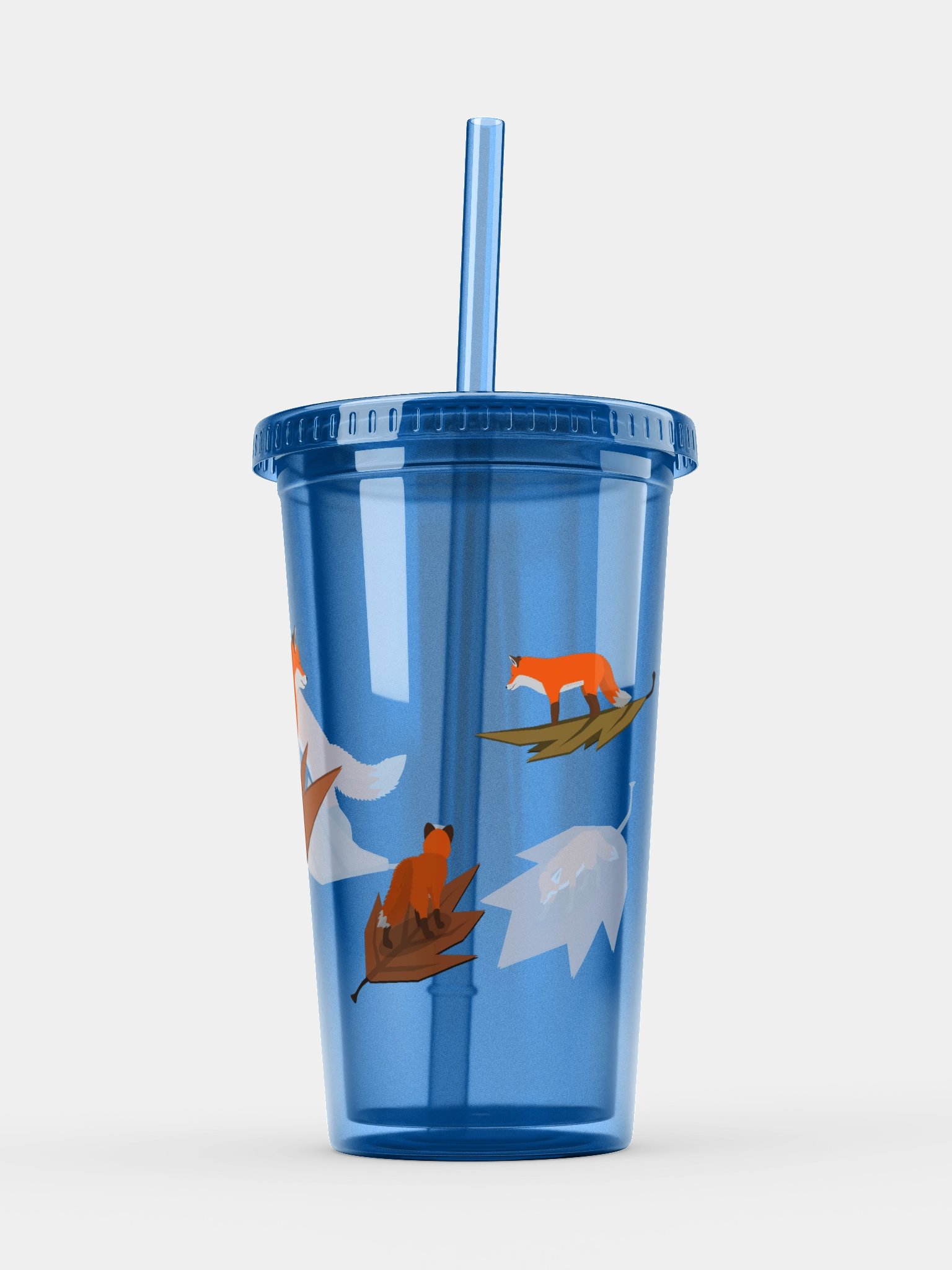 Tiny Autumn Leaf Foxes Transparent Tumbler product image (12)