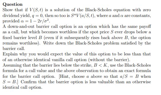 TD - Black-Scholes equation and a down-and-out barrier call option product image (1)