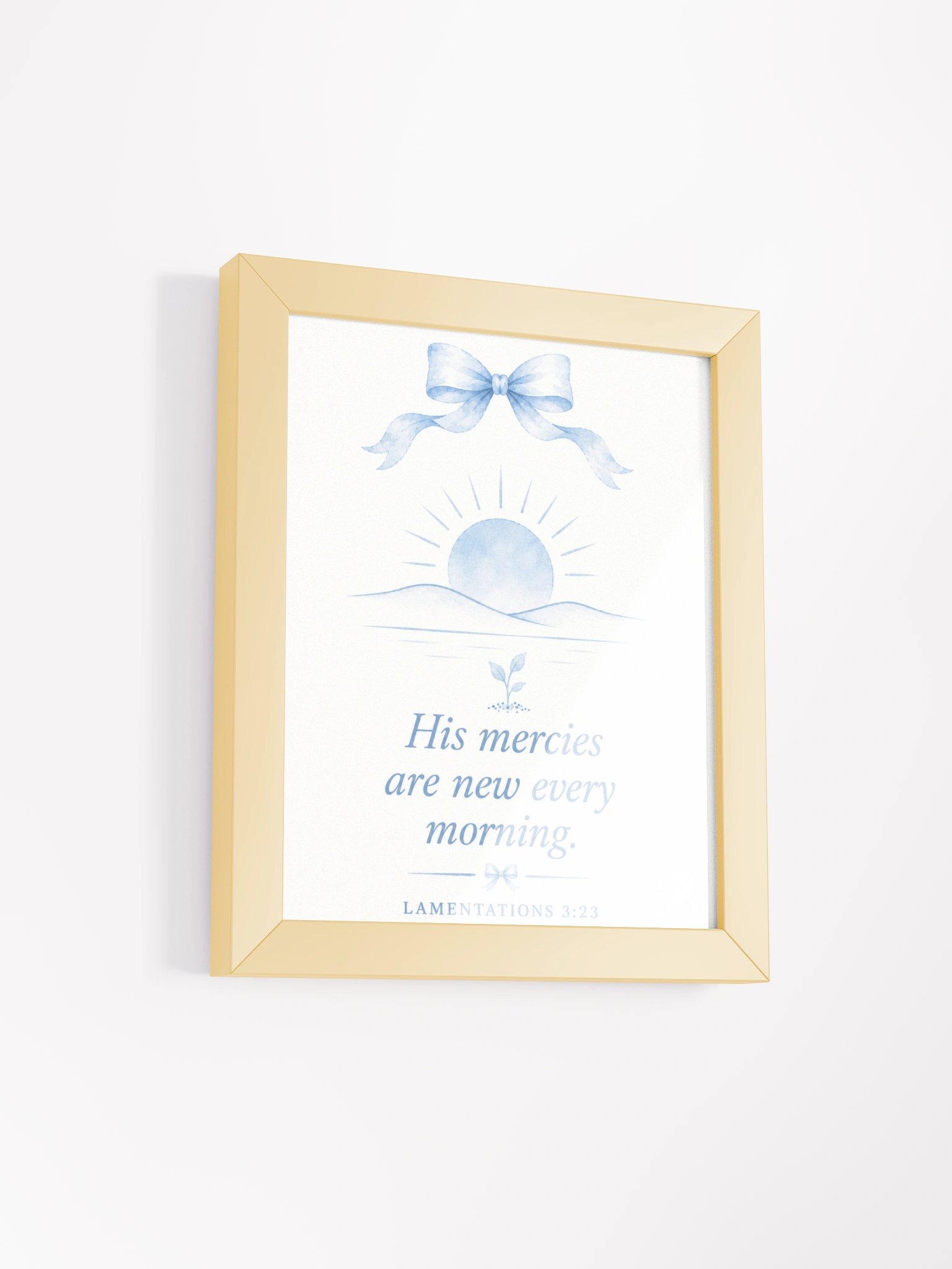 His Mercies Are New Every Morning Lamentations 3:22-23 | Blue Coquette Framed Christian Wall Art product image (2)