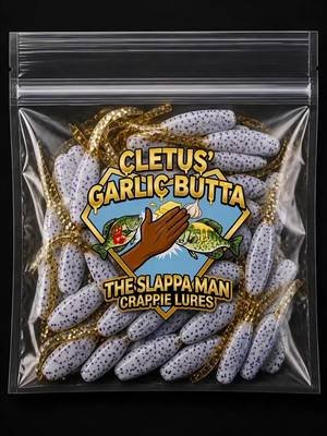 Cletus' Garlic Butta crappie lures will have the crappie and panfish slappin' their mommas! Get you some and turn on that 🔥 bite! #cletusgarlicbutta #crappielures #bringtheheat #theslappaman 