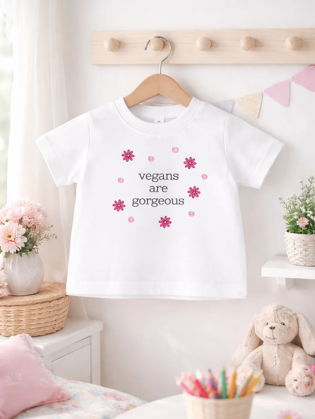 “Vegans Are Gorgeous” White T-Shirt for Kids product image (1)