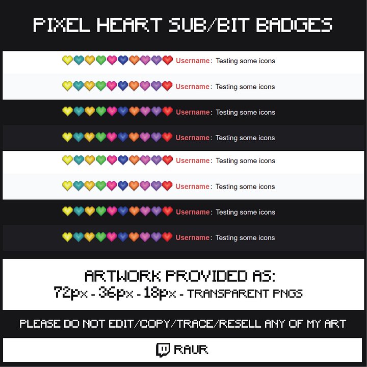 Twitch Pixel Hearts - Sub/Bit Badges product image (2)