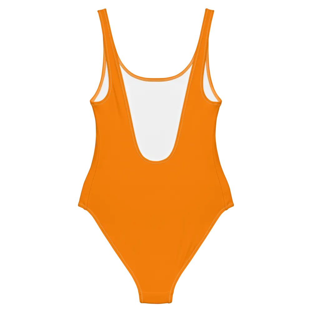 Plain Color Orange One-Piece Swimsuit product image (8)