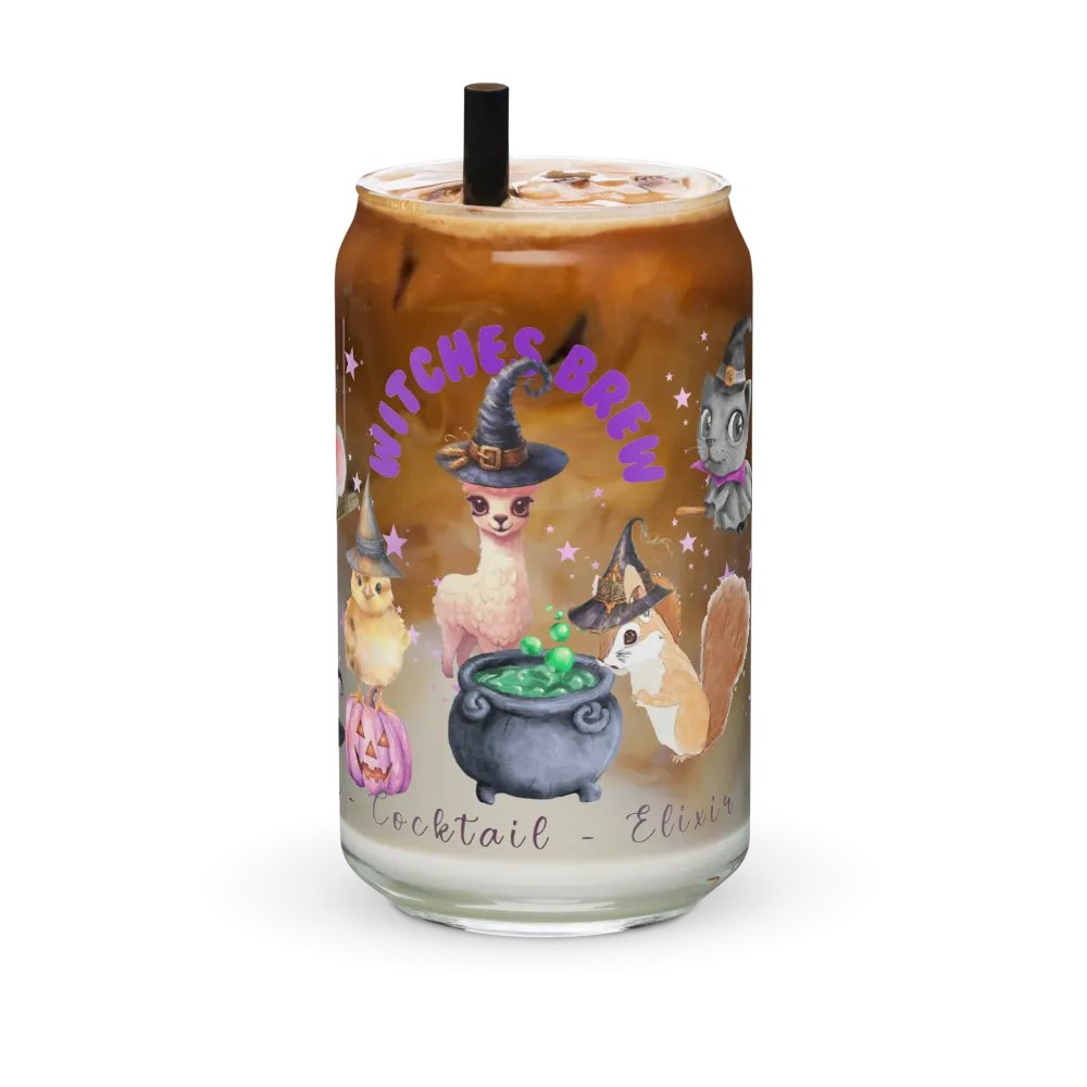 Witches Brew Coven: The Enchanted Gathering Glass Can Tumbler | 16oz | Optional Bamboo Lid & Straw product image (3)