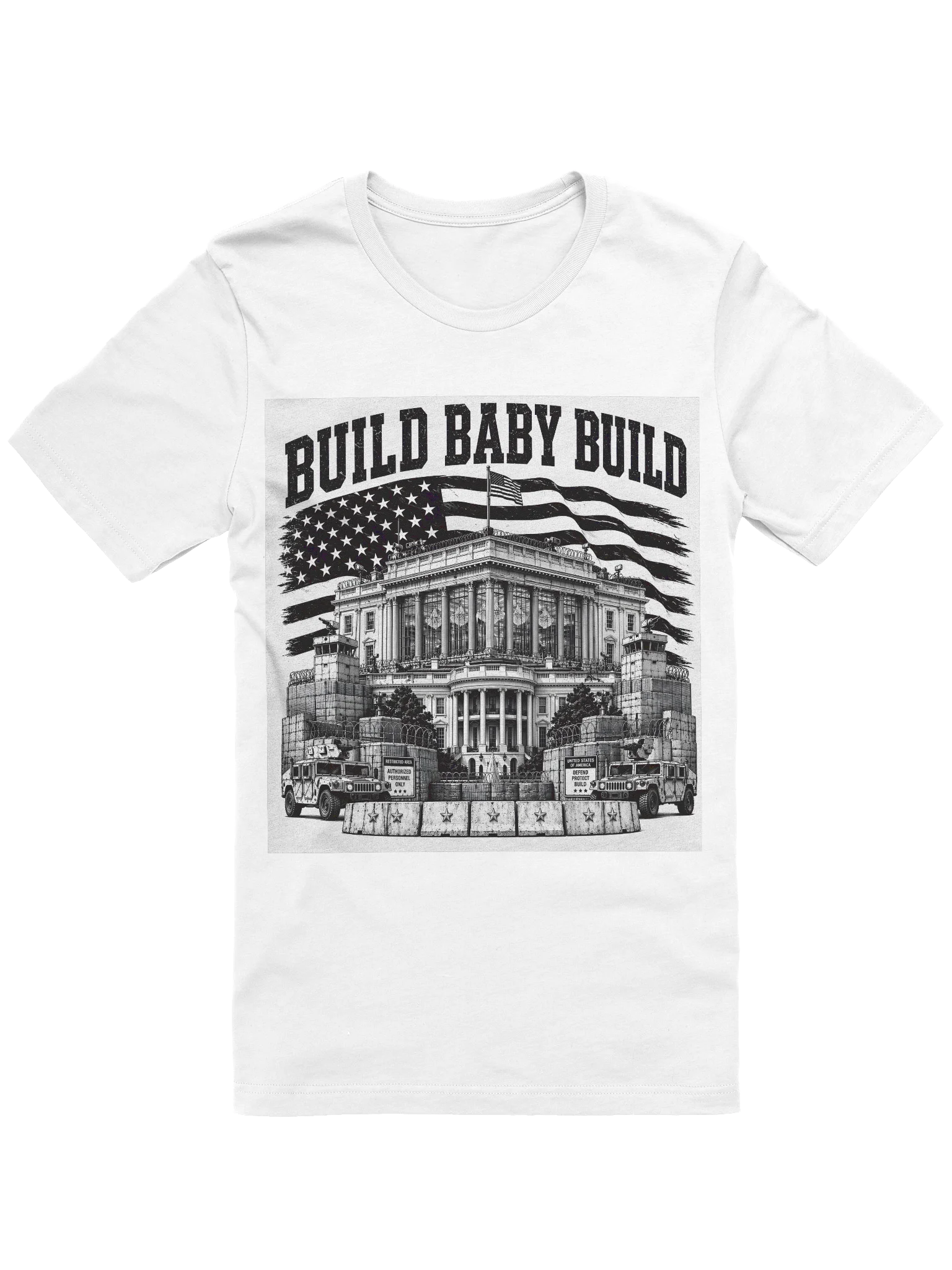 Women’s BUILD BABY BUILD — B/W Ballroom Graphic White Blend tee product image (1)