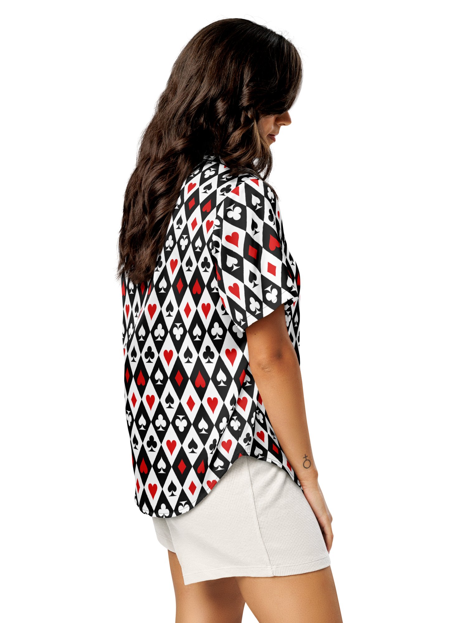 Retro Playing Card Suits Argyle All-Over Print Pajama Shirt product image (8)