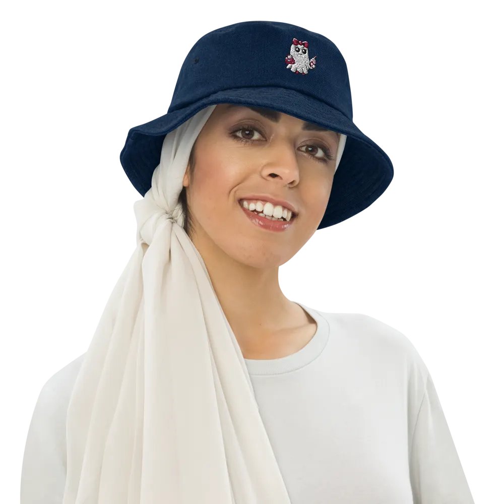 Cute Ghost Embroidered Denim Bucket Hat product image (8)