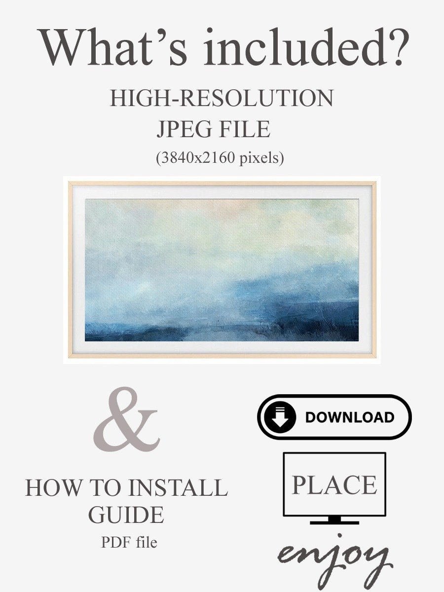 Samsung Frame TV Art Blue Coastal Abstract Landscape Oil Painting Screensaver Digital TV Background product image (4)