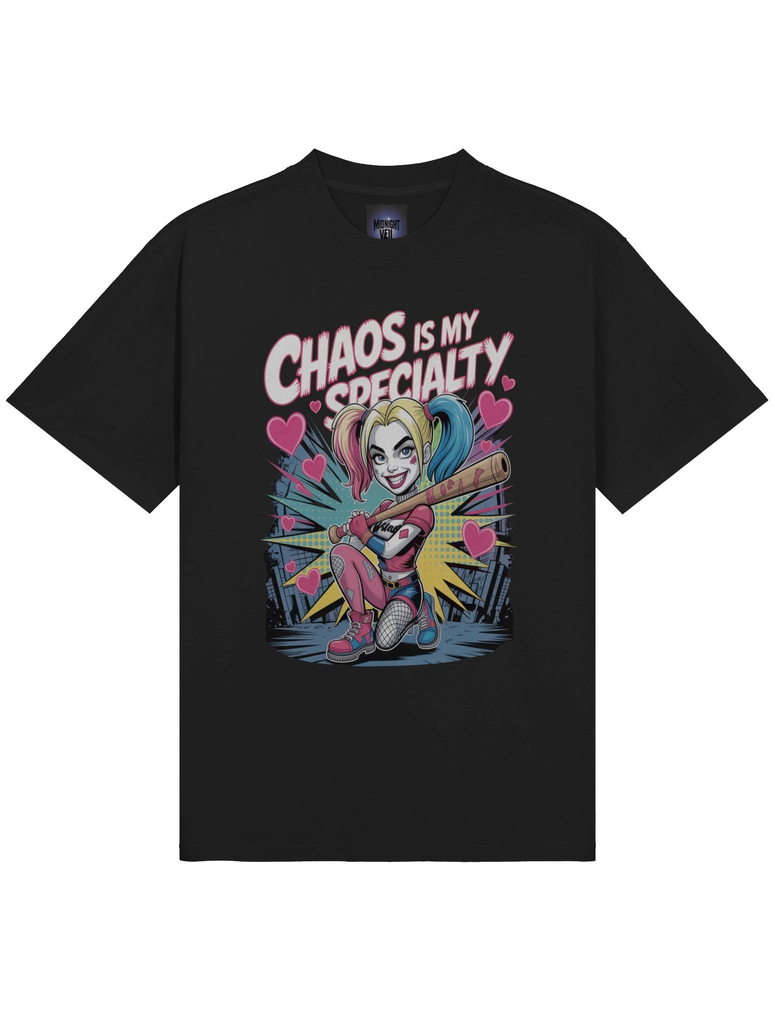 Anarchic Affection: Harley Quinn Chaos is My Speciality Oversized Faded T-Shirt product image (5)