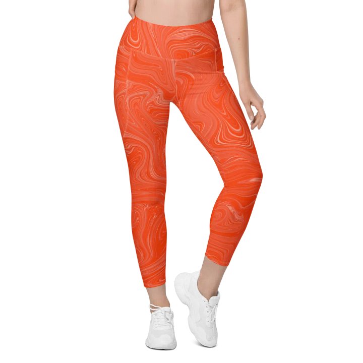Leggings with Pockets - Orange Brown Fluid Swirls product image (1)