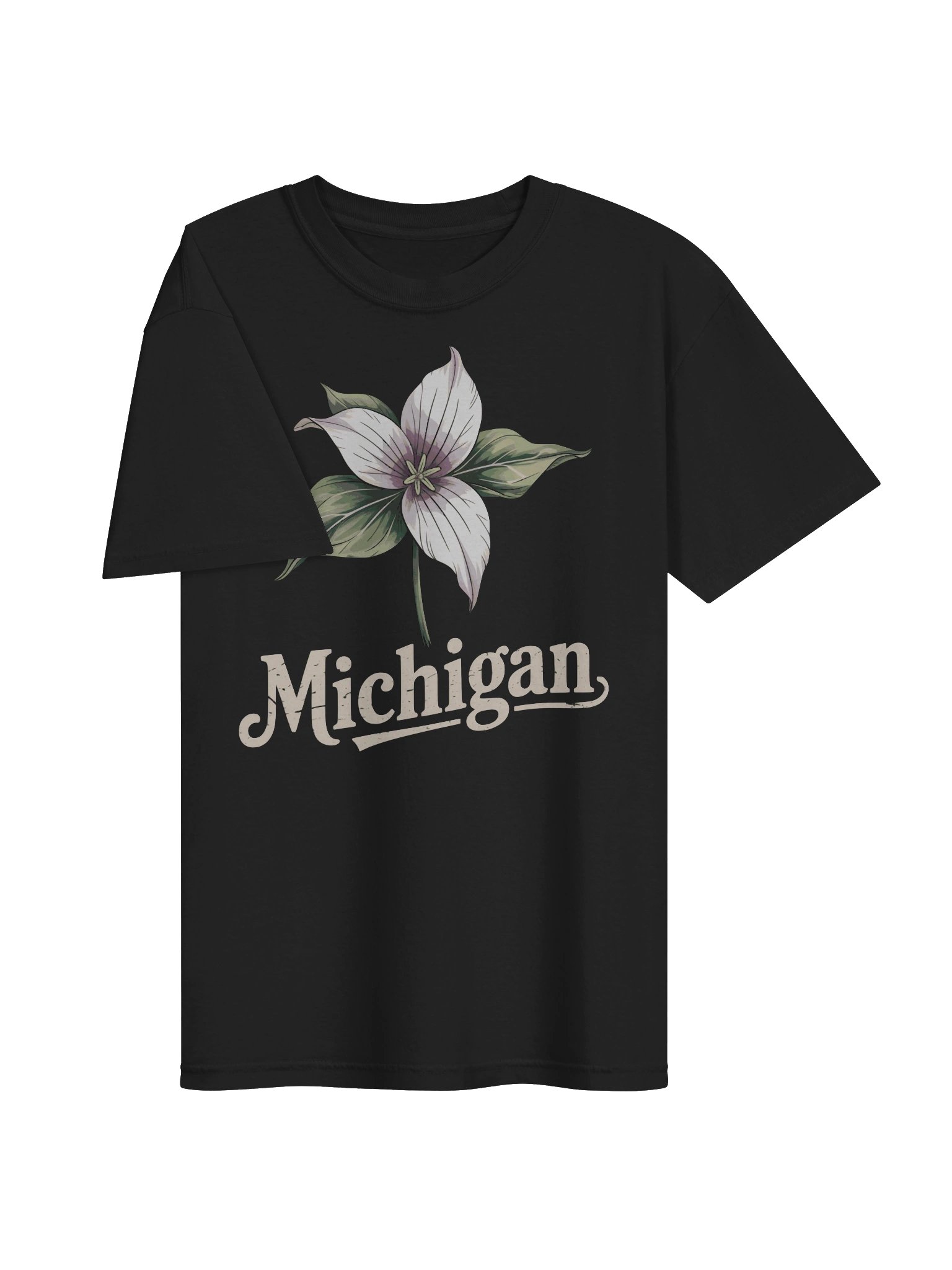 Michigan Trillium Flower T-Shirt | Vintage Great Lakes State Pride Tee product image (3)