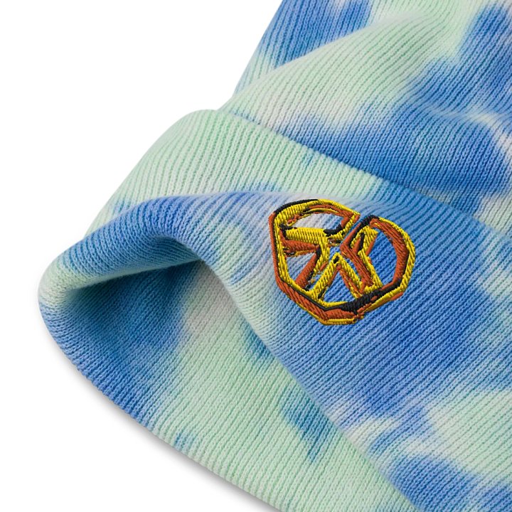 Pixeled Peace Embroidered Beenie (tie dye) product image (2)