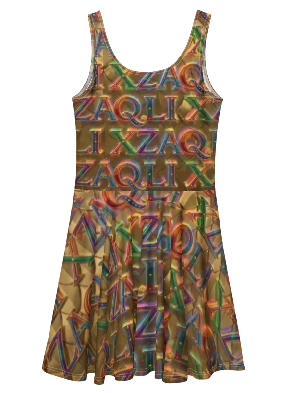 XZAQLI Liquid Gold Monogram Skater Dress product image (3)
