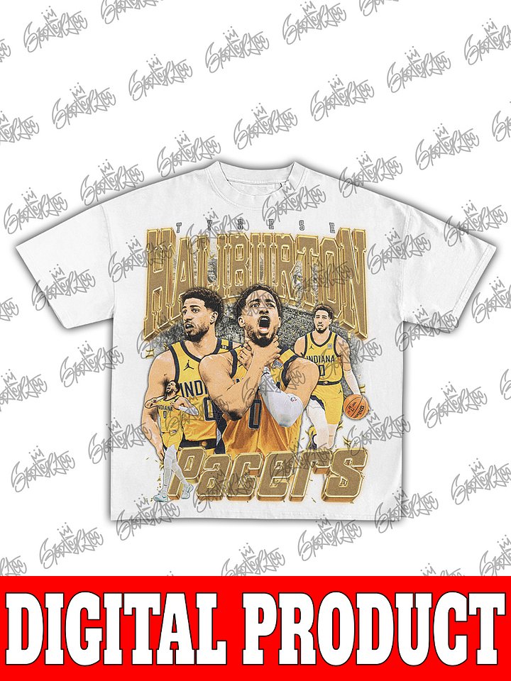 Tyrese Haliburton Pacers Vintage 90s Bootleg Graphic Design product image (2)