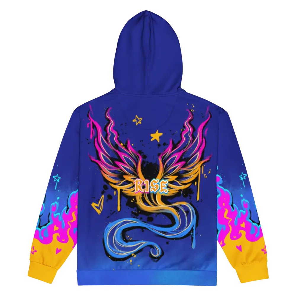 RISE Collection: Subtle Pansexual Pride Phoenix Zip Hoodie - BLUE product image (4)
