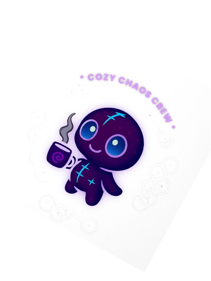 Cozy Chaos Coffee Mascot — Kiss‑Cut Sticker product image (8)