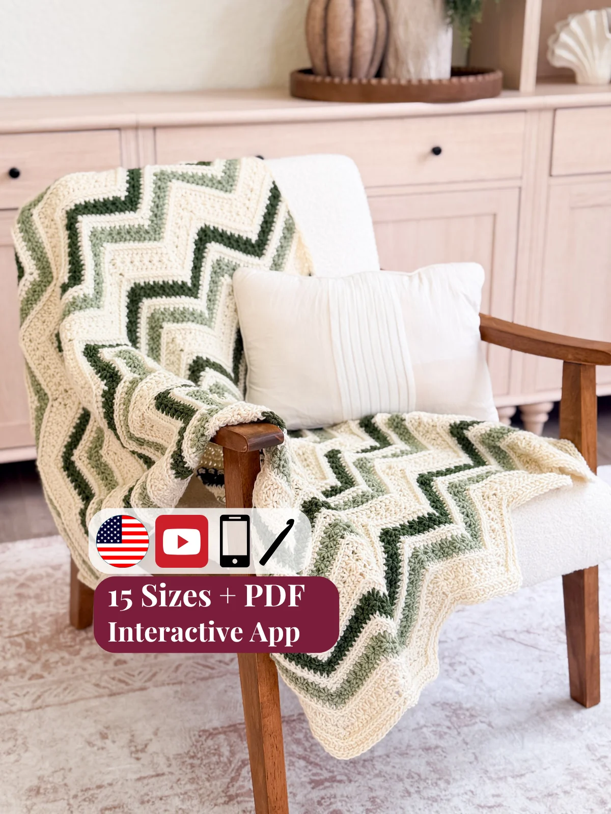 Petal Loop Chevron Crochet Blanket Pattern product image (1)