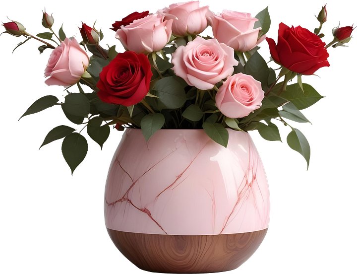 Blushing Marble – Pink Marble Vase with Roses PNG product image (1)