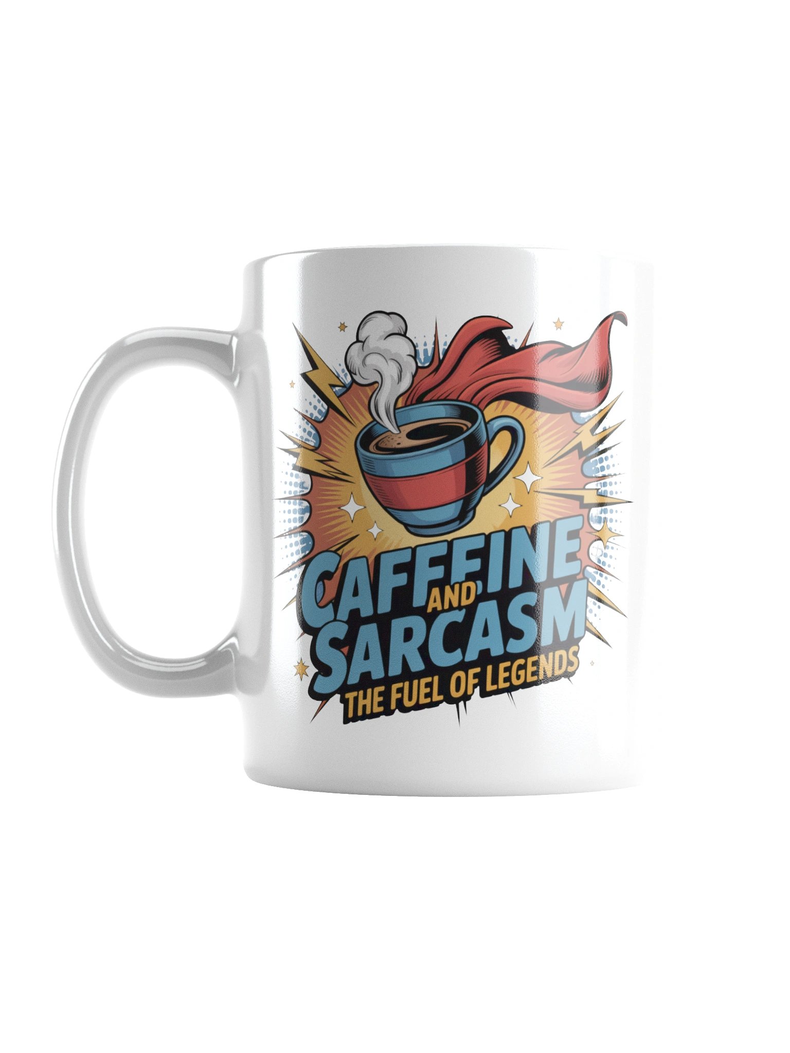 Caffeine and Sarcasm Funny Coffee Mug – Superhero Energy product image (1)
